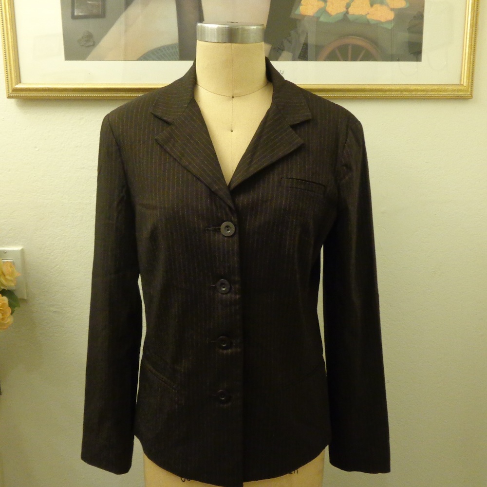 A.B.S  Pinstripe Button Down Jacket with Pockets